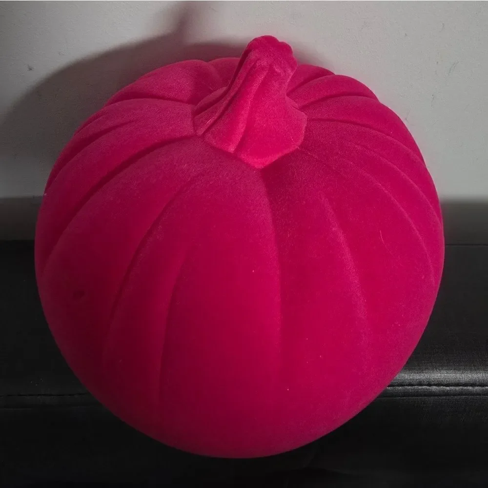 Neon Pink Plastic Halloween Flocked Decor Pumpkin from Hyde & EEK! Boutique